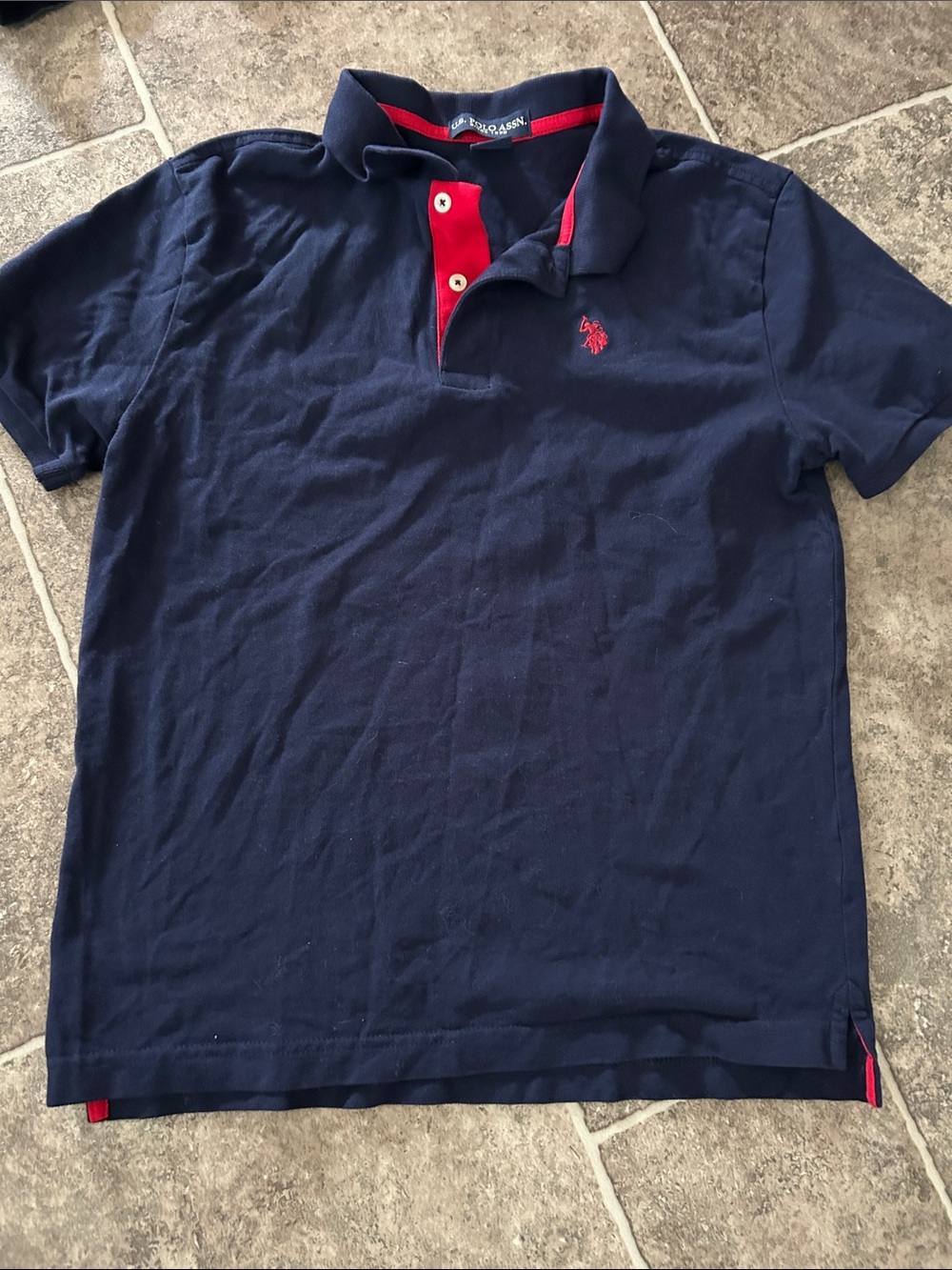 Navy Polo Shirt with Red Accent